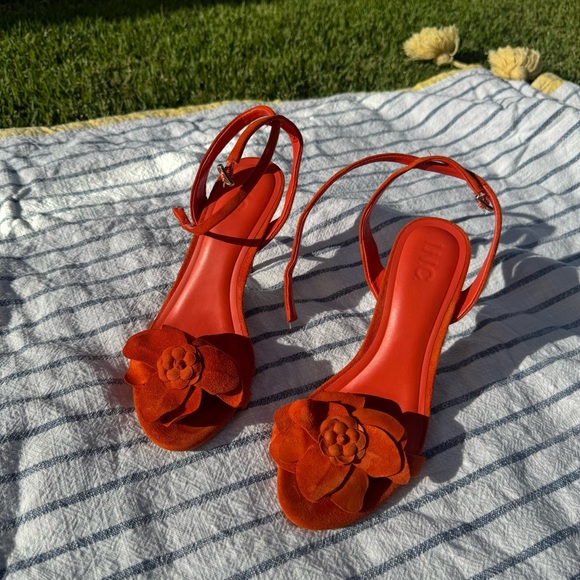 Orange heels INC Devyn flower dress sandals - Picture 4 of 5